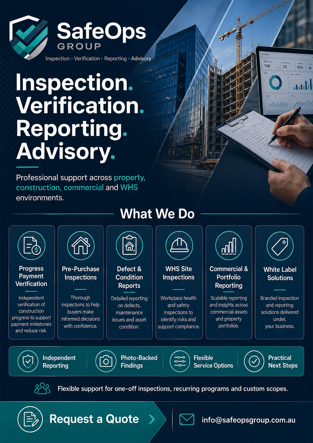 SafeOps Group inspection and reporting flyer