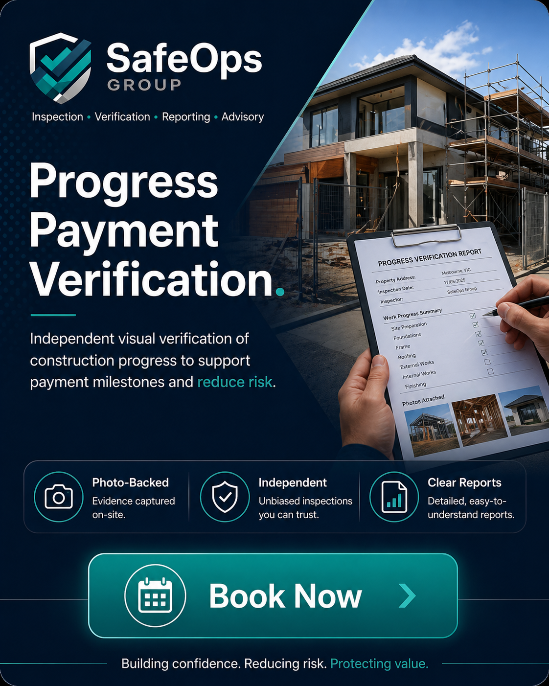 Commercial progress payment verification visual snapshot